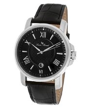 Lucien Piccard Cilindro Black Dial Black Genuine Leather 12358-01
