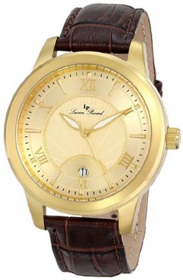 Lucien Piccard LP-10046-YG-010 Gold Textured Dial Brown Leather