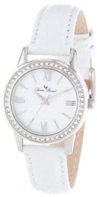 Lucien Piccard LP-12006-02MOP-WHT Veleta White Mother-Of-Pearl Dial Swarovski Crystal Accents White Leather