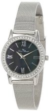 Lucien Piccard LP-12006-11MOP Veleta Black Mother-Of-Pearl Dial Swarovski Crystal Accents Mesh Stainless Steel