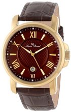 Lucien Piccard LP-12358-YG-04 Cilindro Brown Textured Dial Brown Leather