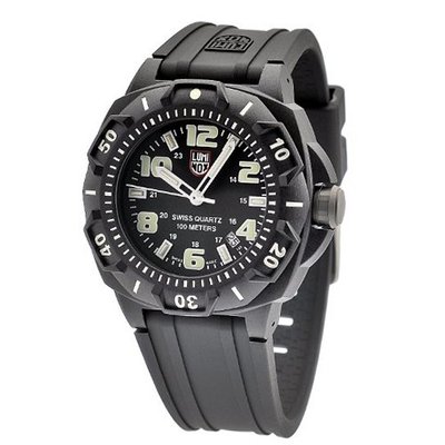 Luminox 0201.SL Sentry 0200 Black Case With Luminescent Accents, Black Rubber Band
