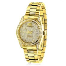 Iced Out Luxurman Ladies Diamond Yellow Gold Plated 1.5ct Tribeca