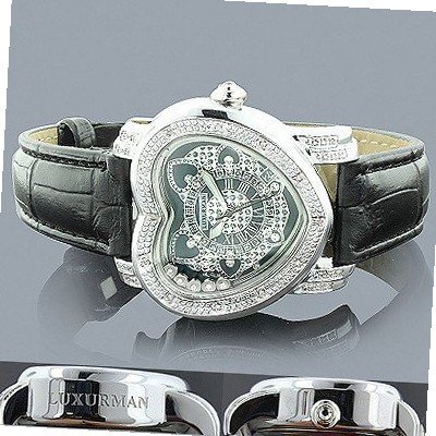 Ladies Diamond Heart 0.30ct Black Luxurman