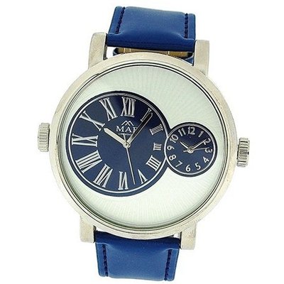 Mab London Gents Large Face With Two Sub Dials Blue PU Strap Casual 2Time