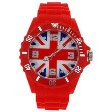 Mab London Unisex Union Jack Dial Red Rubber Strap Supporters Sports