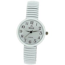 Mab London White Dome Shaped Dial Ladies Expander Strap EXPS12