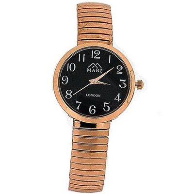 Mabz London Rose Gold Dome Shaped Black Dial Ladies Expander Strap EXPS20