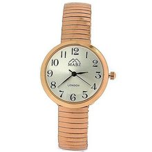 Mabz London Rose Gold Dome Shaped Silver Dial Ladies Expander Strap EXPS22