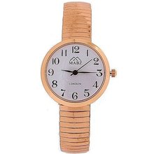 Mabz London Rose Gold Dome Shaped White Dial Ladies Expander Strap EXPS21