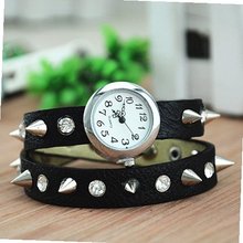 MagicPiece Handmade Vintage Style Leather For  Rivetand Rhinestone Belt in 5 Colors: Black