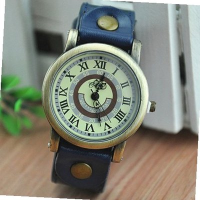 MagicPiece Handmade Vintage Style Leather For  Roman Numbers Dial in 4 Colors: Blue