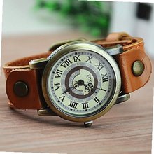 MagicPiece Handmade Vintage Style Leather For  Roman Numbers Dial in 4 Colors: Brown