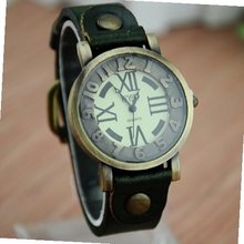 MagicPiece Handmade Vintage Style Leather For  Round Dial in 5 Colors: Dark Green