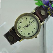 MagicPiece Handmade Vintage Style Leather For  Round Dial with Cow Leather Belt in 5 Colors: Brown
