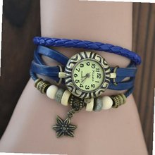 MagicPiece Handmade Vintage Style Leather For  Star Flower Pendant and Wooden Beads in 5 Colors: Blue