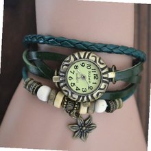 MagicPiece Handmade Vintage Style Leather For  Star Flower Pendant and Wooden Beads in 5 Colors: Green