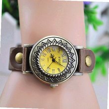 MagicPiece Handmade Vintage Style Leather For  Sunflower Dial with Leather Belt in 3 Colors: Brown