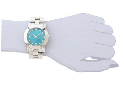 Marc By Marc Jacobs Amy Silver Tone Teal Dial MBM3272
