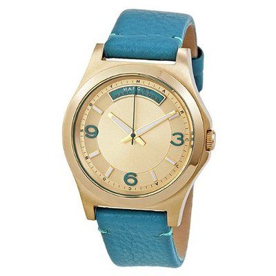 Marc by Marc Jacobs Baby Dave Champagne Dial Teal Leather Unisex MBM1263
