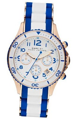 Marc Jacobs Rock Chronograph White and Blue Silicone Ladies MBM2594