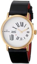Marvin M025.52.25.64 Origin White Dial Rose Gold Plated Black Patent Leather Strap