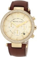 Michael Kors Chronograph Gold Dial Crystal set Ladies MK2249