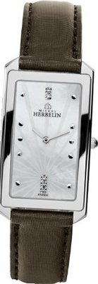 Michel Herbelin Quartz with Mother of Pearl Dial Analogue Display and Brown Leather Strap 17472/59SC