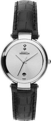 Michel Herbelin Quartz with Silver Dial Analogue Display and Black Leather Strap 14263/51