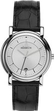 Michel Herbelin Quartz with White Dial Analogue Display and Black Leather Strap 12243/11