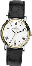 Michel Herbelin Quartz with White Dial Analogue Display and Black Leather Strap 12243/T01