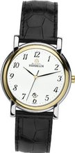 Michel Herbelin Quartz with White Dial Analogue Display and Black Leather Strap 12243/T28