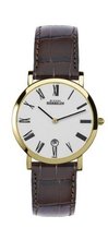 Michel Herbelin Quartz with White Dial Analogue Display and Brown Leather Strap 413/P01MA