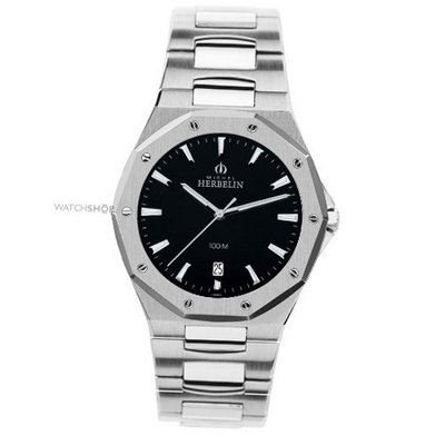 - Michel Herbelin - Stainless Steel Band and Black Dial - W.R 10ATM - 12231/B14