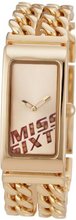 Miss Sixty Paradigma , Pink Gold Stainless Steel, Slim, Rectangular Case & Chain Strap, Golden Dial, SJ4004