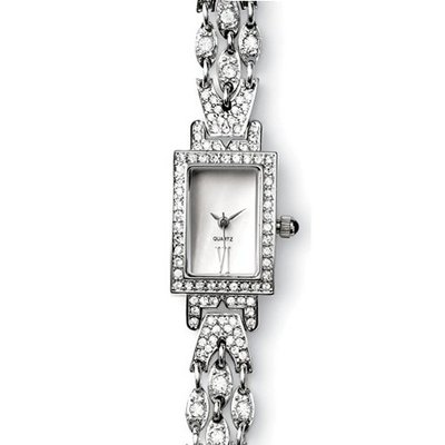 Faux Diamond Look Bracelet Made of Rhinestone Crystals Reproduction of Art Deco Design
