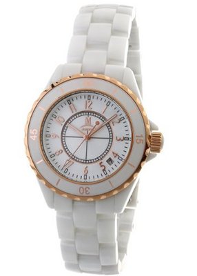 Momentus Ceramic White Red Gold Ion Plated Bezel TC136C-09CR