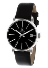 Momentus Stainless Steel Black Leather Band Dial Wrist DW250S-04BS