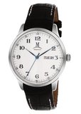 Momentus Stainless Steel Black Leather Band White Dial EM240S-02BS