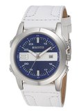 Momentus Stainless Steel White Leather Band & Blue Dial FS309S-05BS