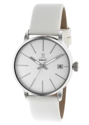Momentus Stainless Steel with White Leather Band Dial DW250S-01BS