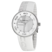 Momo Design Jet Mother of Pearl Zirconia Dial White and Grey Rubber Strap Ladies MD3187SS-31