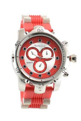 Montres Carlo Pro Reserve Bullet Red Silicone Band Fashion 3 Dial Red 3664-g