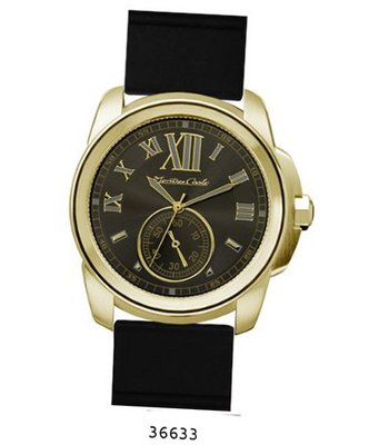 uMontres Carlo Black Rubber Strap , Gold Case/Black Dial 