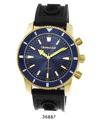 uMontres Carlo Black Rubber Strap , Gold/Navy Blue Case/Navy Blue Dial 