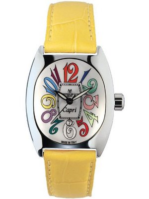 Montres De Luxe CP3 AC QZ BIA Capri Multicolored Stainless Steel Luminous Shiny Yellow Leather Date