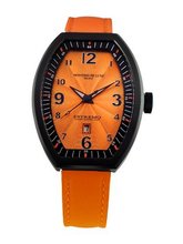 Montres De Luxe EXL 8302 Estremo Lady Black PVD Orange Sunray Dial Leather Luminous Date