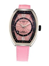 Montres De Luxe EXL A 8303 Estremo Lady Stainless Steel Pink Sunray Dial Luminous Leather Date