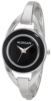 Morgan M1086B Silver-Tone Black Dial Bangle