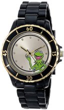 Muppets MU2052 Kermit Gold Sunray Dial Black Plastic Bracelet